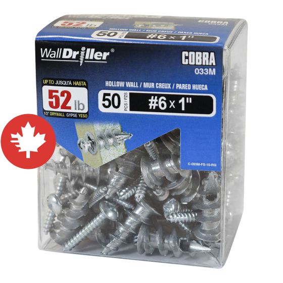 WallDriller Zinc #6  (+ Screws) Anchors (50)