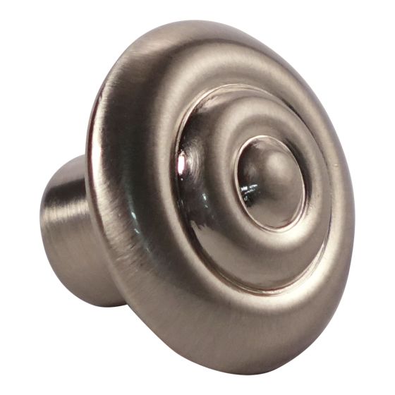 Bouton traditionnel en métal Beloeil, nickel brossé, 1/pqt, 32 mm