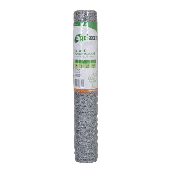 Galvanized Poultry Netting - 22 gauges - 48" x 150' - 1" x 1" Model