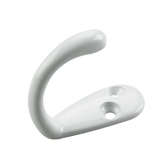 1-3/4" Single Wardrobe Hook - White - 18 mm x 46 mm