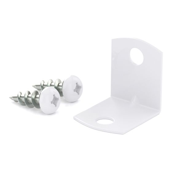 Équerre de coin large, blanc, 0.0359" x 3/4" x 3/4", 50/pqt