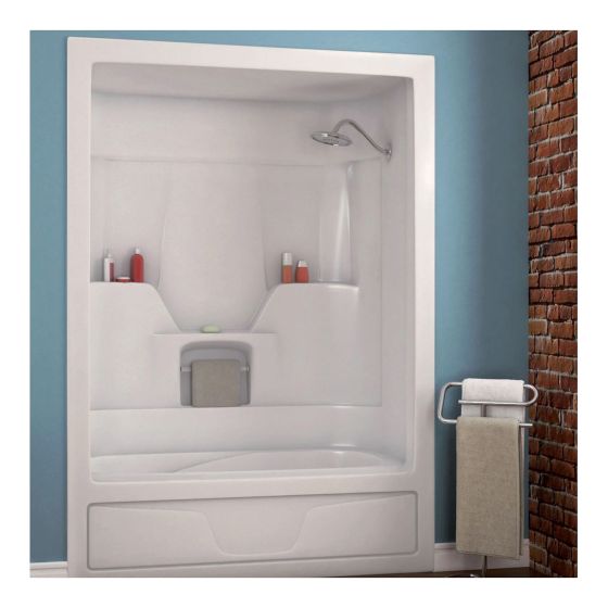 Bain-douche en 3 pièces, Aspen, 60" x 31", drain à gauche, blanc