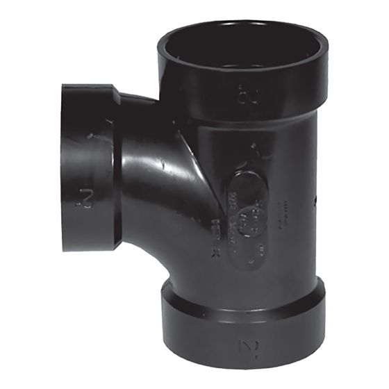 ABS DWV Sanitary Tee - 2" x 2" x 1 1/2" - Hub - Black