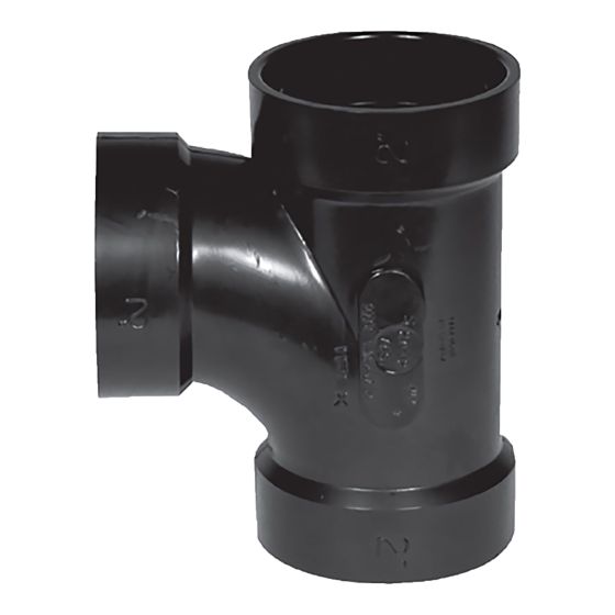 Té sanitaire en ABS DWV, 2", femelle, noir