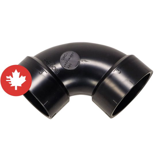 Coude 90° en ABS DWV, 3", femelle, noir
