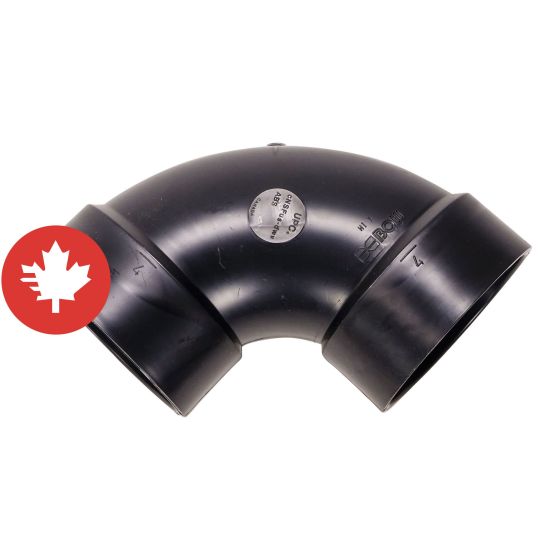 Coude 90° en ABS DWV, 4", femelle, noir