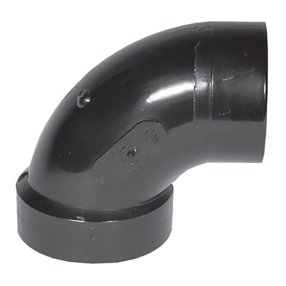 COUDE 90° en ABS DWV, 4", mâle x femelle, noir
