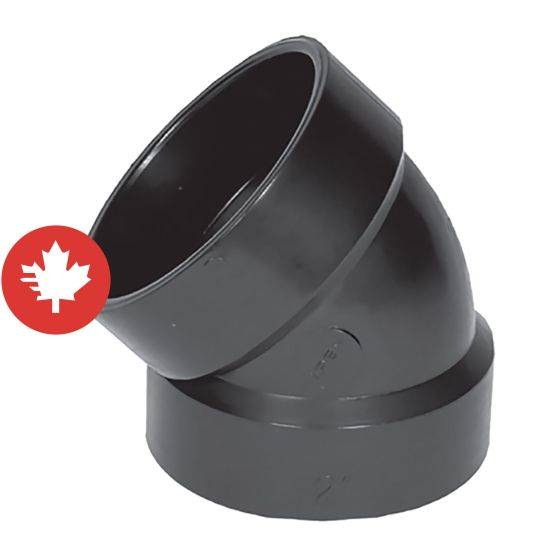 Coude 45° en ABS DWV, 2", femelle, noir
