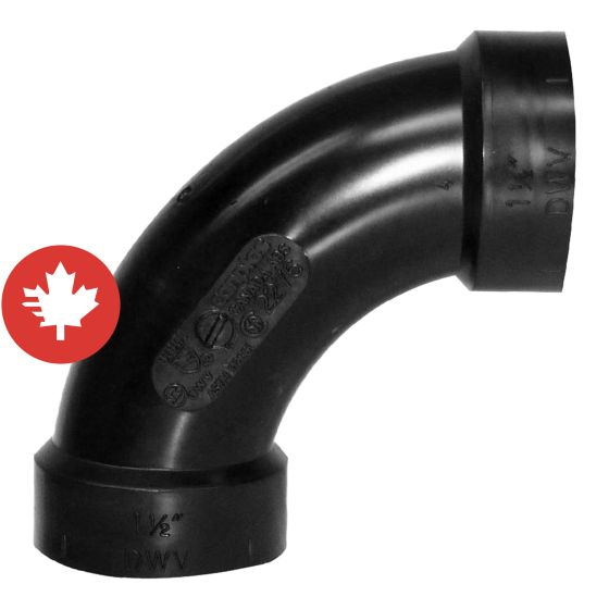 Coude 45° en ABS DWV, 4", femelle, noir