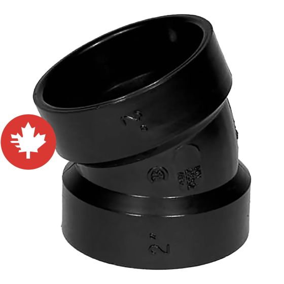 Coude 22 1/2° en ABS DWV, 2", femelle, noir