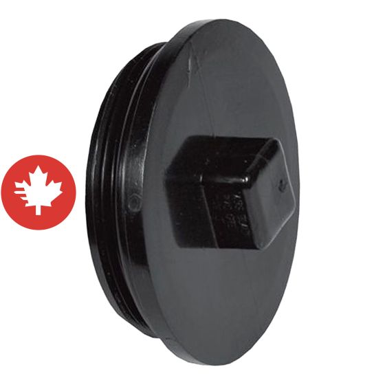 Bouchon de nettoyage en ABS DWV, 3", mâle fileté, noir