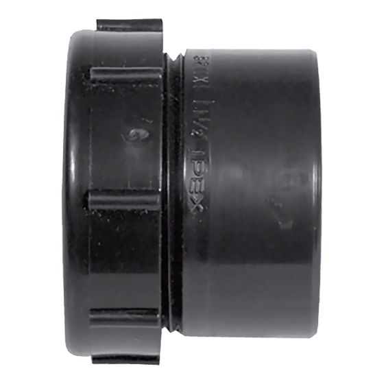 ABS DWV Male Trap Adapter - 1 1/2" X 1 1/4" - Spigot x Plastic nut - Black