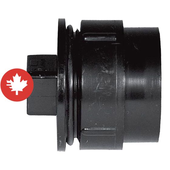 Adaptateur pour nettoyage en ABS DWV avec bouchon, 1 1/2", mâle x fem. fileté, noir