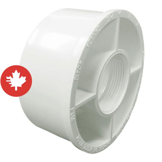 PVC/BNQ Reducer Adapter - 4" x 1 1/2" - White