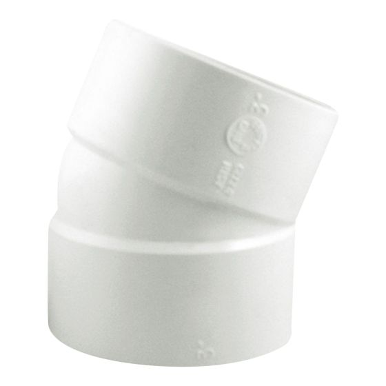 Coude 22 1/2° en PVC/BNQ, 4", femelle, blanc
