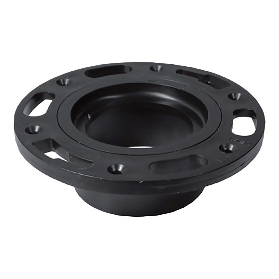ABS DWV Adjustable Closet Flange Flush Fit - 4" x 3" - Hub - Black