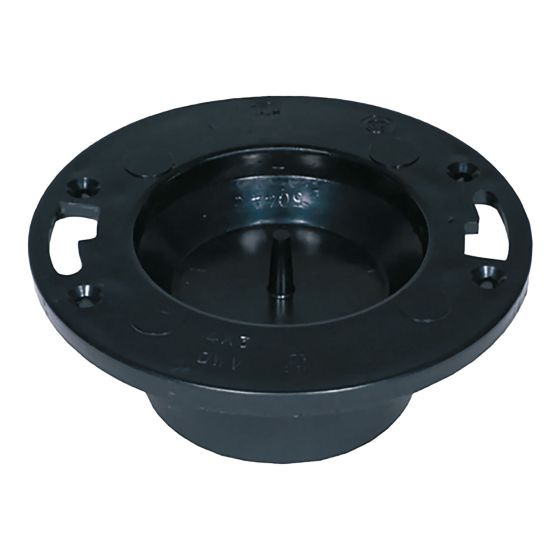 ABS DWV Closet Flange with Test Plug - 4" x 3" - Hub - Black