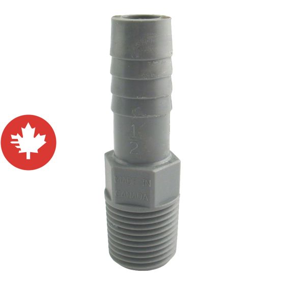 Adaptateur mâle de plastique, 1/2"