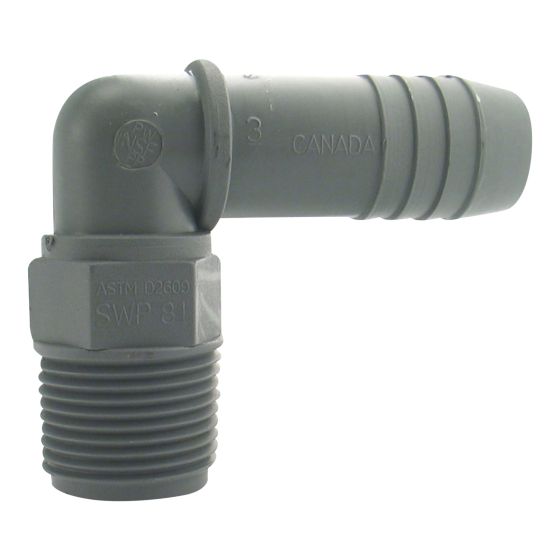 Coude combiné mâle en plastique, 3/4"