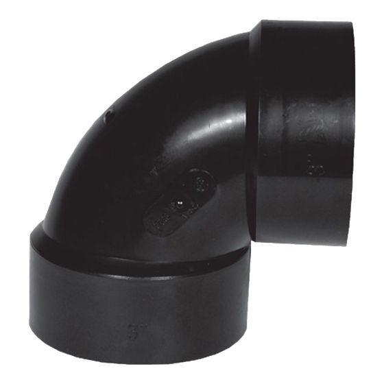 Coude 90° en ABS DWV, court, 3", femelle, noir