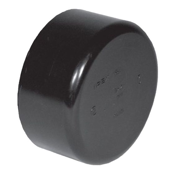 ABS DWV Permanent Cap - 3" - Hub - Black