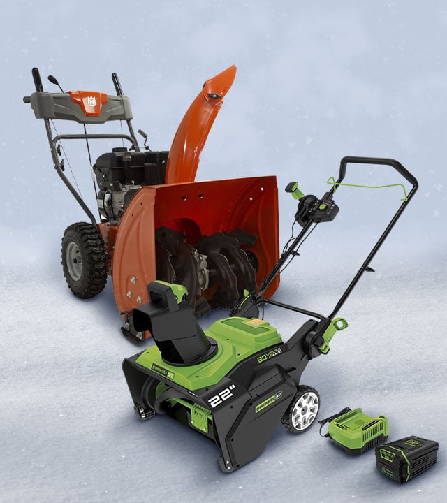 Gas and battery-powered snowblowers.