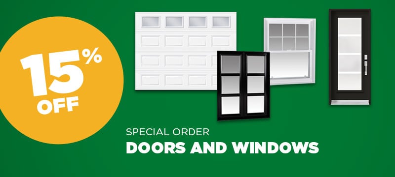15% off on doors and windows