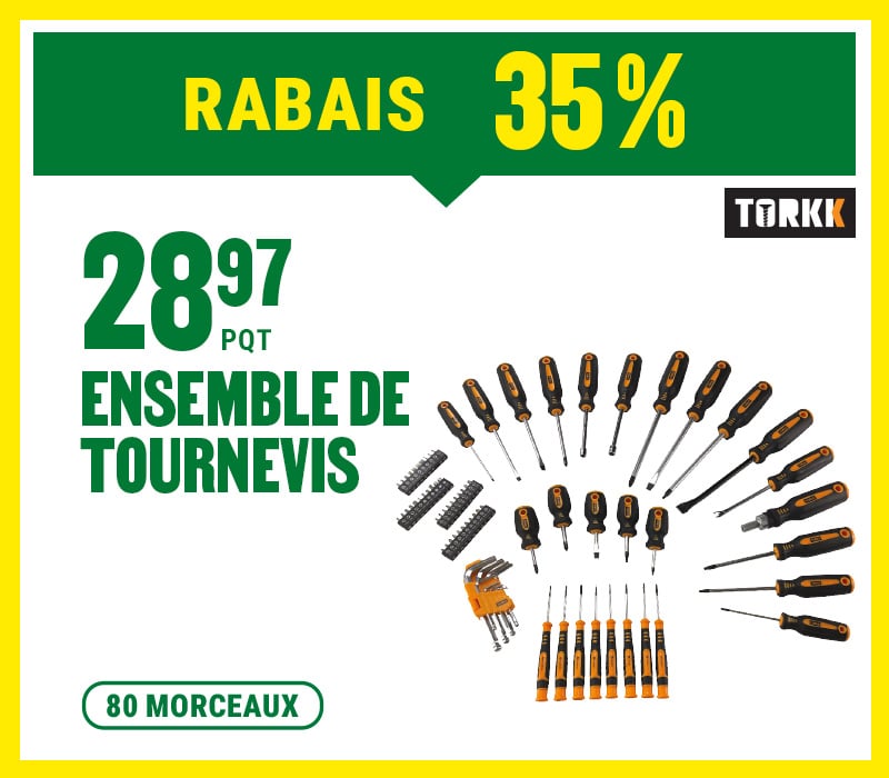 Commandez l’ensemble de tournevis Torkk à 35 % de rabais chez BMR : des outils de qualité pour vos projets de précision.