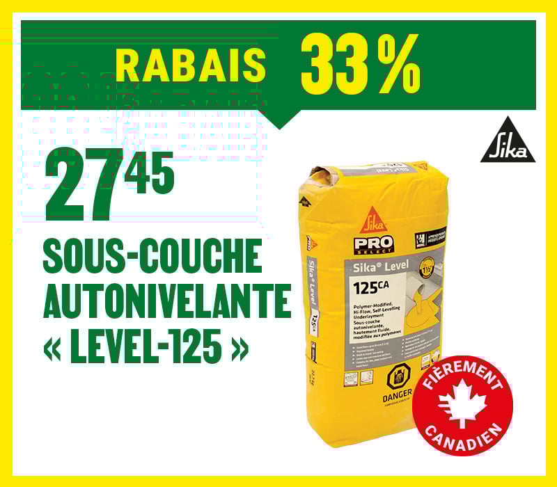 Découvrez la promotion Super Samedi-dimanche chez BMR : 33 % de rabais sur la sous-couche autonivelante Level-125 pour vos projets de rénovation.