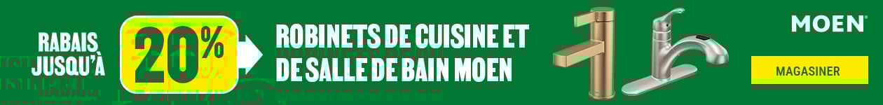Jusqu'à 20% de rabais sur les robinets de cuisine et de salle de bain Moen - BMR