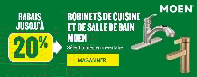 Jusqu'à 20% de rabais sur les robinets de cuisine et de salle de bain Moen - BMR