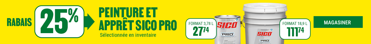 25% de rabais sur la peinture et apprêt Sico Pro