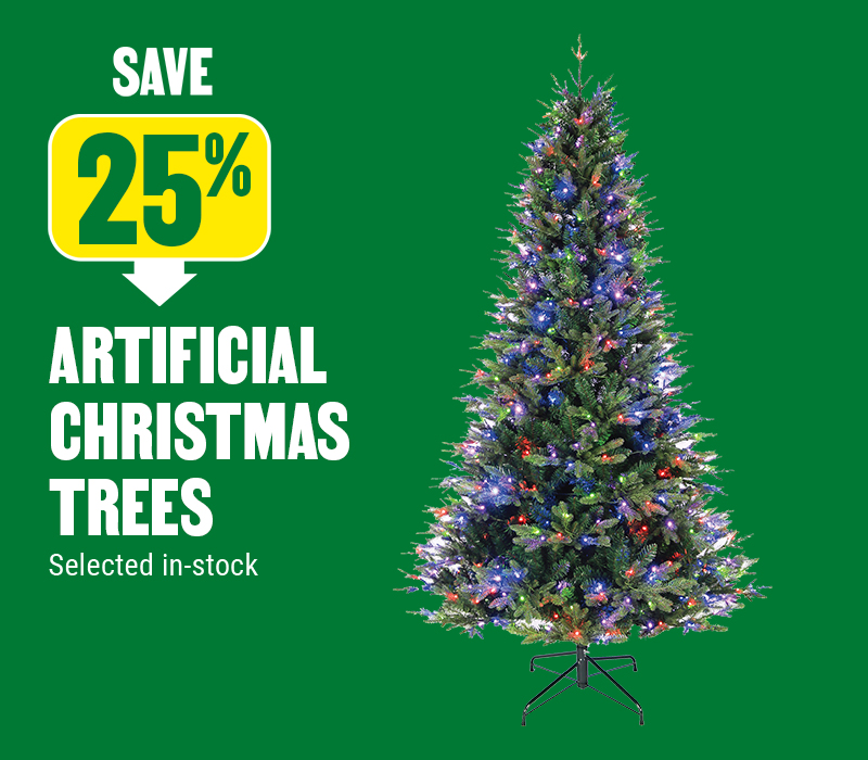 Save 25% on artificial christmas trees
