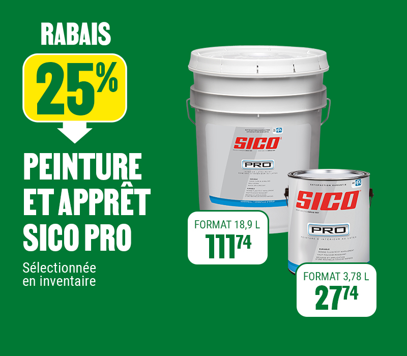 25% de rabais sur la peinture et apprêt Sico Pro chez BMR