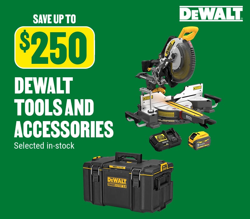 Save up to $250 on DeWalt tools and accessories at BMR