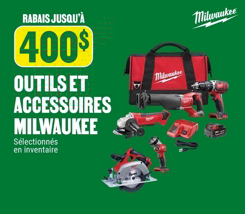 Jusqu'à 400$ de rabais sur les outils et accessoires Milwaukee chez BMR