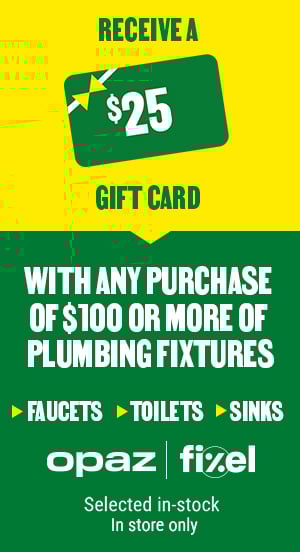 Receive a $25 gift card with any purchase of $100 or more of plumbing fixtures - BMR