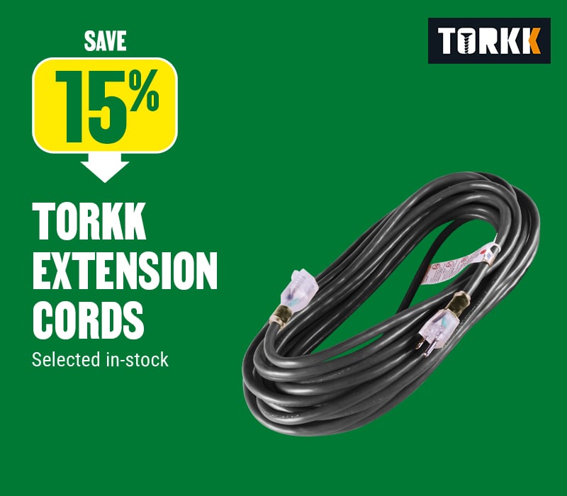 Save 15% on Torkk extension cords at BMR