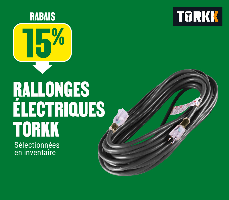 15% de rabais sur les rallonges électroniques Torkk chez BMR