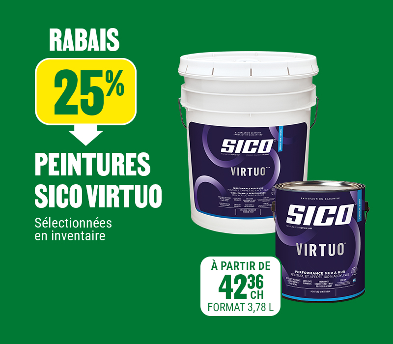 25% de rabais sur les peintures Sico Virtuo - BMR