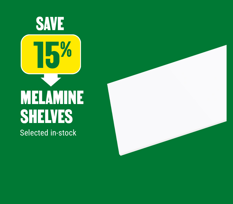 Save 15% on melamine shelves - BMR