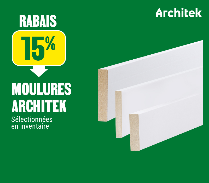15% de rabais sur les moulures Architek - BMR
