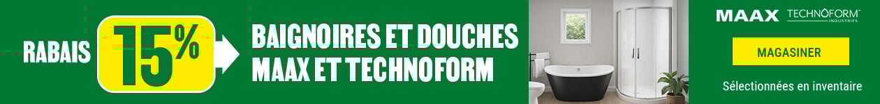 15% de rabais sur les baignoires et douches Maxx et Technoform chez BMR
