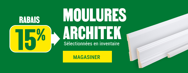 15% de rabais sur les moulures Architek
