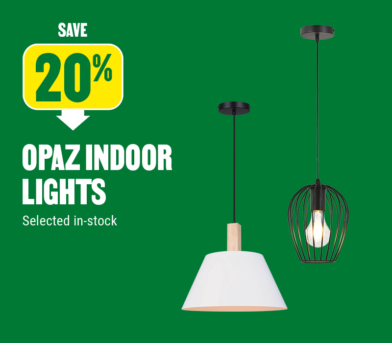 Save 20% on Opaz indoor lights
