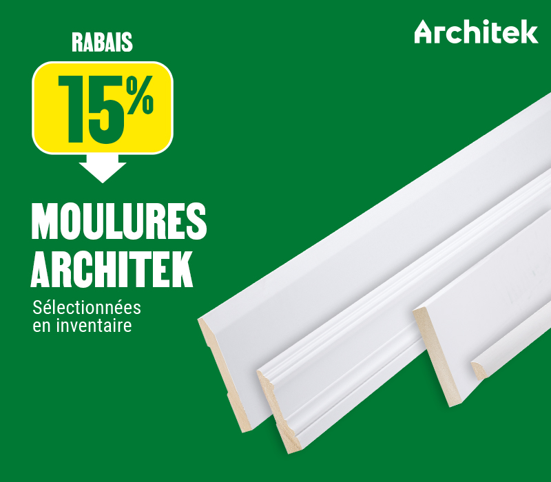 15% de rabais sur les moulures Architek