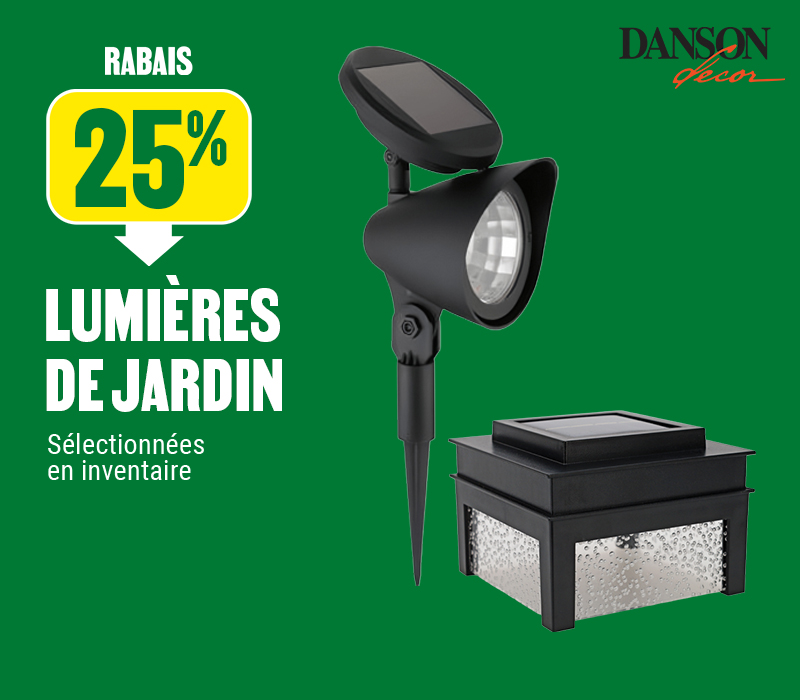 25% de rabais sur les lumi&egrave;res de jardin