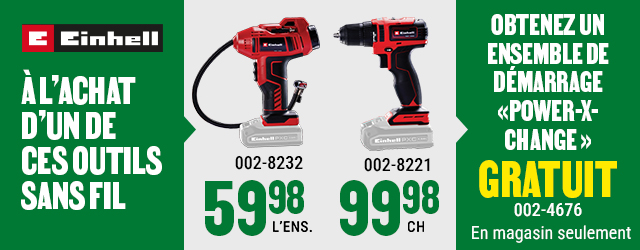 &Agrave; l'achat d'un des outils sans-fil admissibles, obtenez un ensemble de d&eacute;marrage Power-X-Change