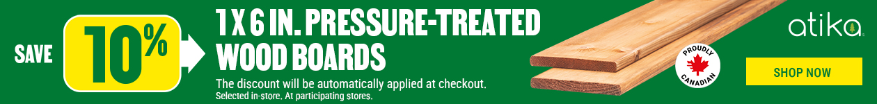 Save 10% on 1 x 6 in. pressure-treated wood boards