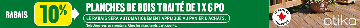 10% de rabais sur les planches de bois traité 1 po x 6 po - BMR
